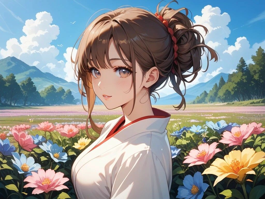 保健室の先生と花畑散策美女とレオタード美女 サンプル画像4