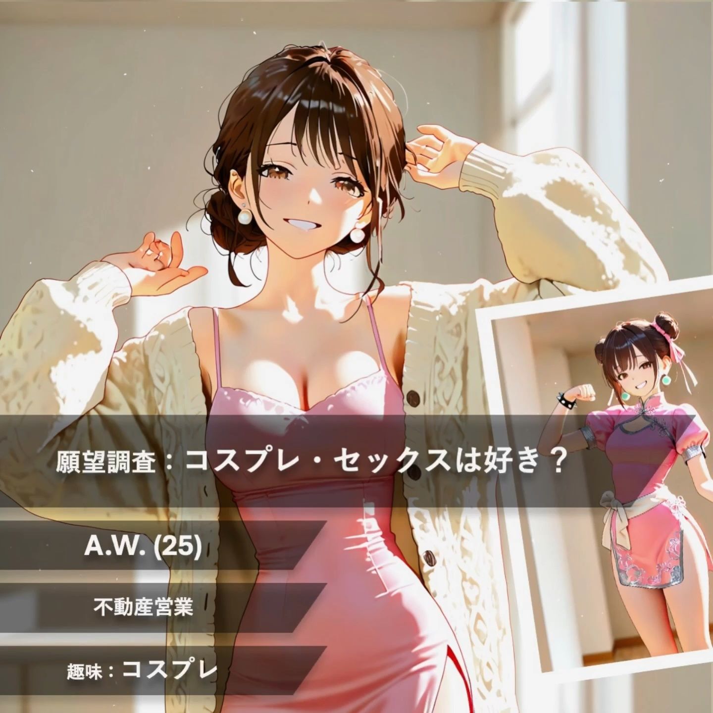 【フルボイス:約6分】快感に吹き飛んだコスプレイヤーの矜持、自ら衣装を手にハメ懇願で腰振りセックス【実験的作品:願望時間と賢者時間＃6】 サンプル画像1