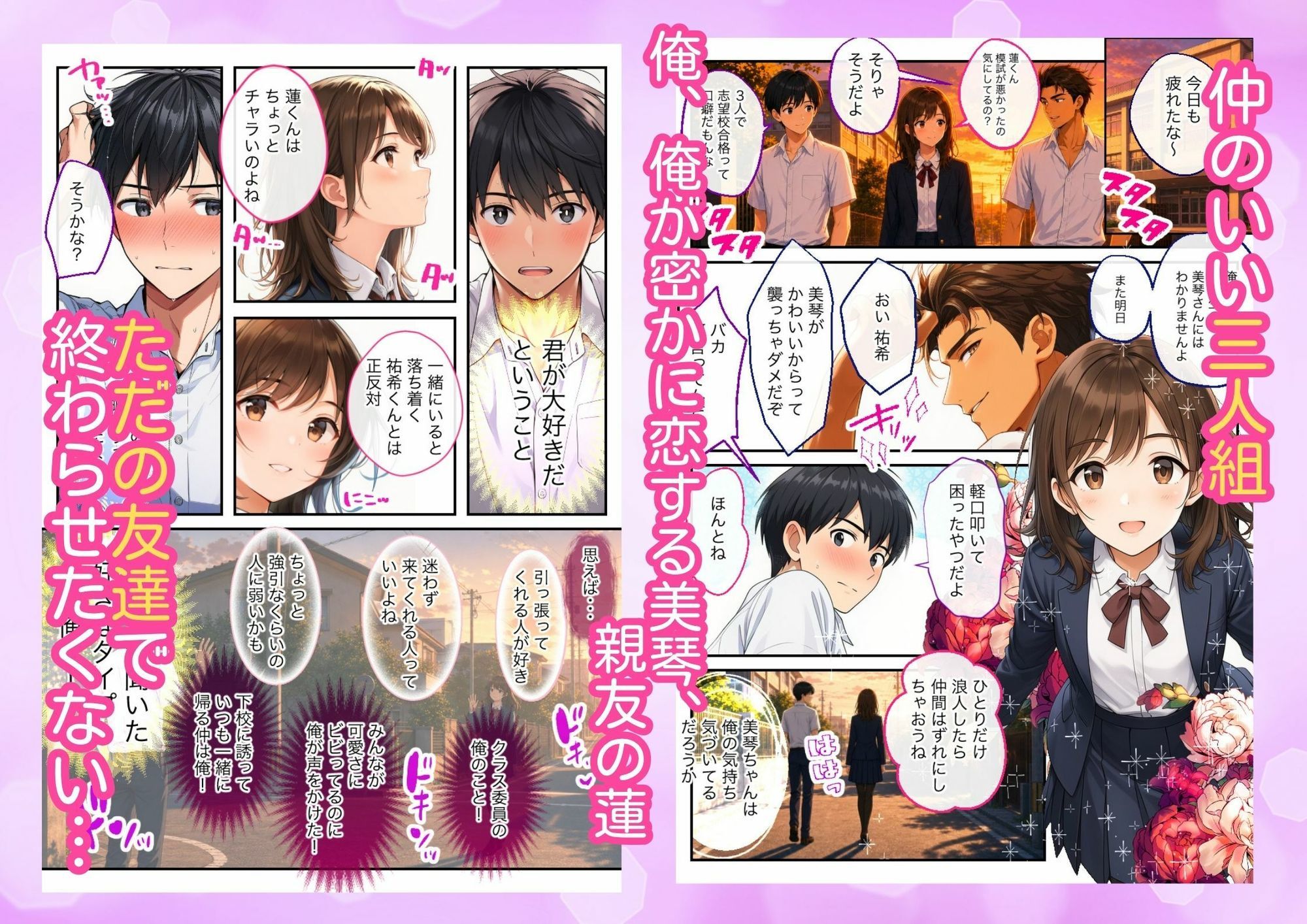 告白する日に、好きな子が親友の中出しで汚れた〜混ざれたのに勃たなかった俺のBSS寝取られ〜 サンプル画像1