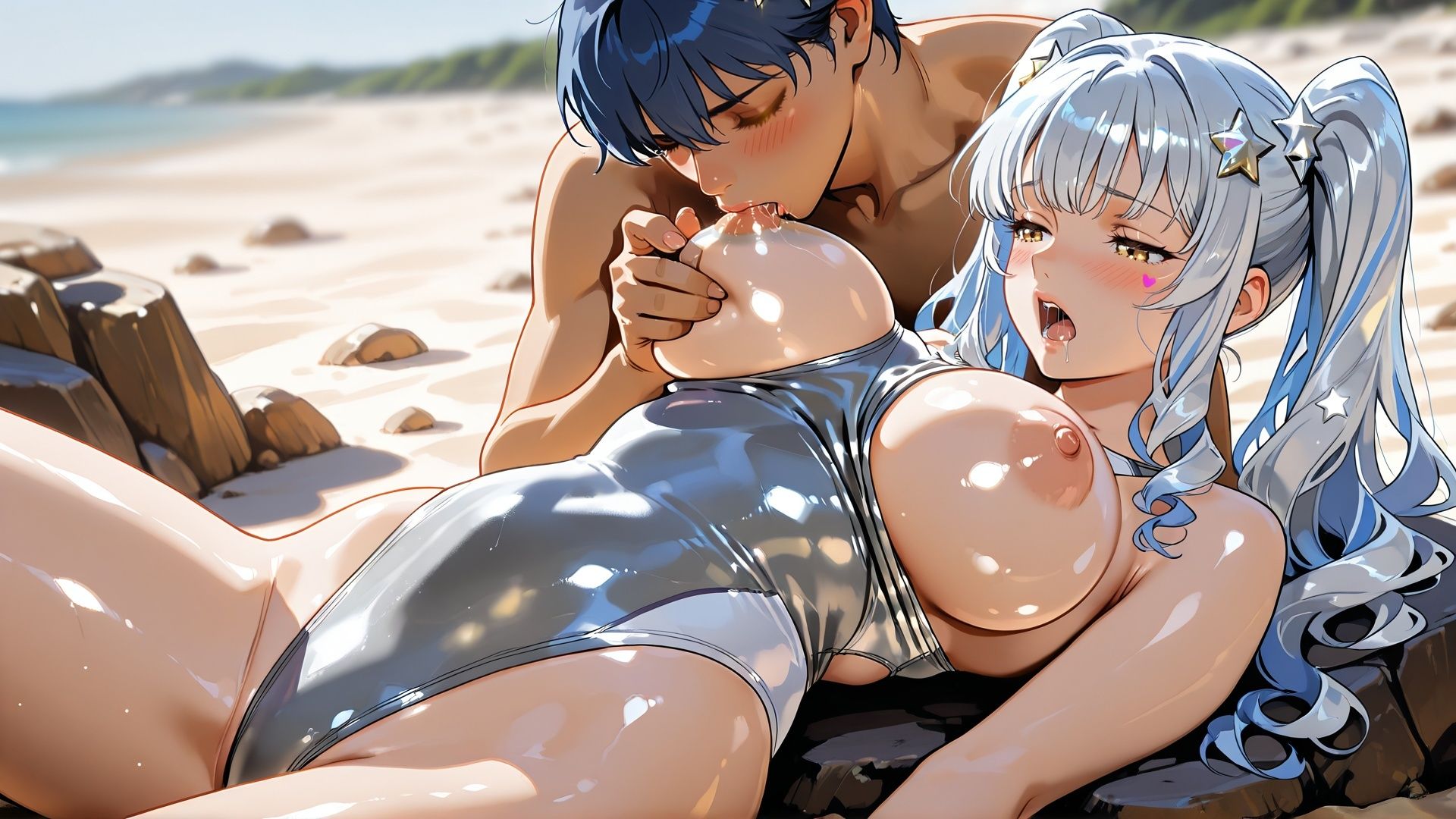 【4k120FPSフルアニメーション動画】乳もみ、乳首責め ビーチで青姦SEX 見られちゃたらどうしよう!! ルナは我慢できません サンプル画像5