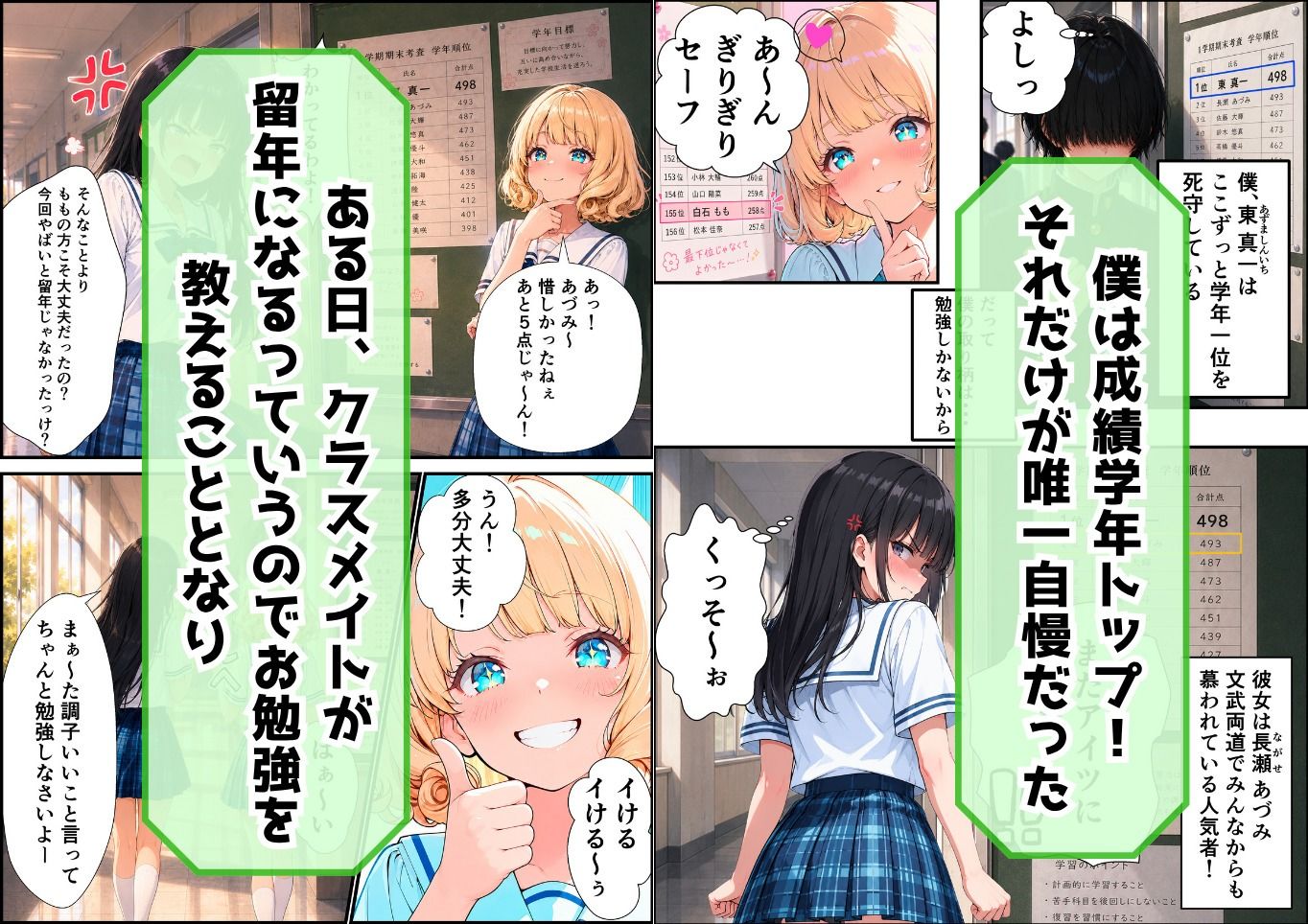 成績トップの陰キャオタクが勝ち気な美人ライバルとあざとビッチに迫られてハーレム展開した話 サンプル画像1