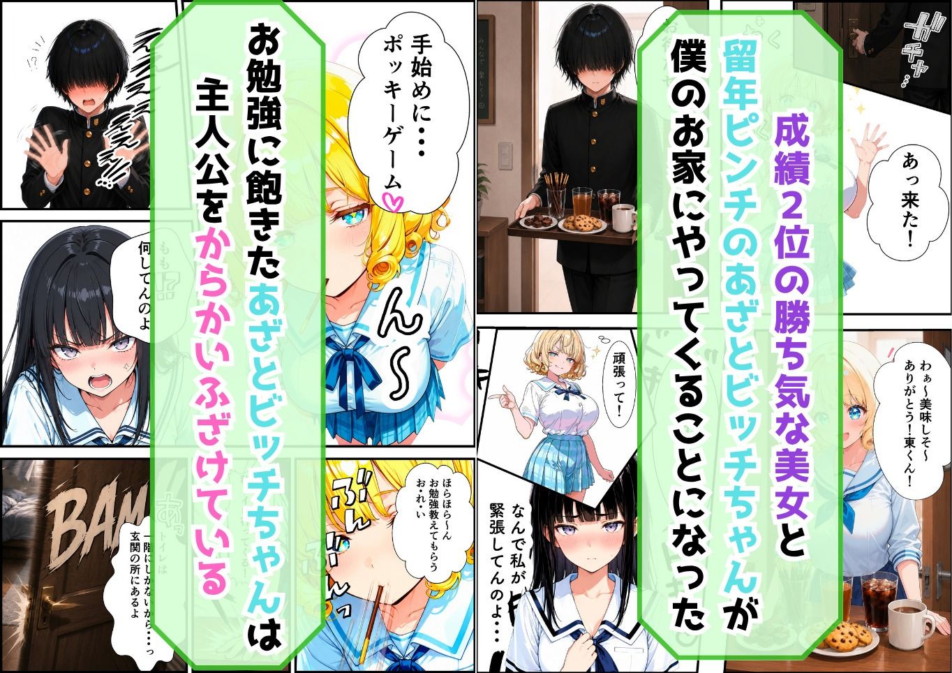 成績トップの陰キャオタクが勝ち気な美人ライバルとあざとビッチに迫られてハーレム展開した話 サンプル画像2