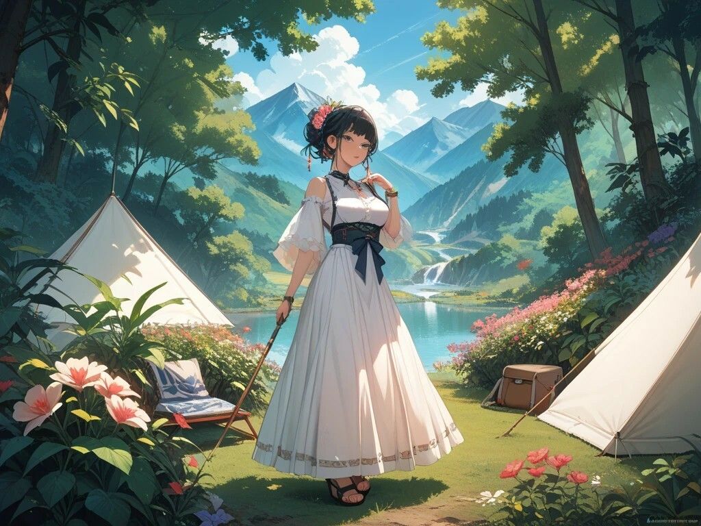 OLオフィスプレイと浜辺を楽しむ美女とキャンプ好き美女 サンプル画像6