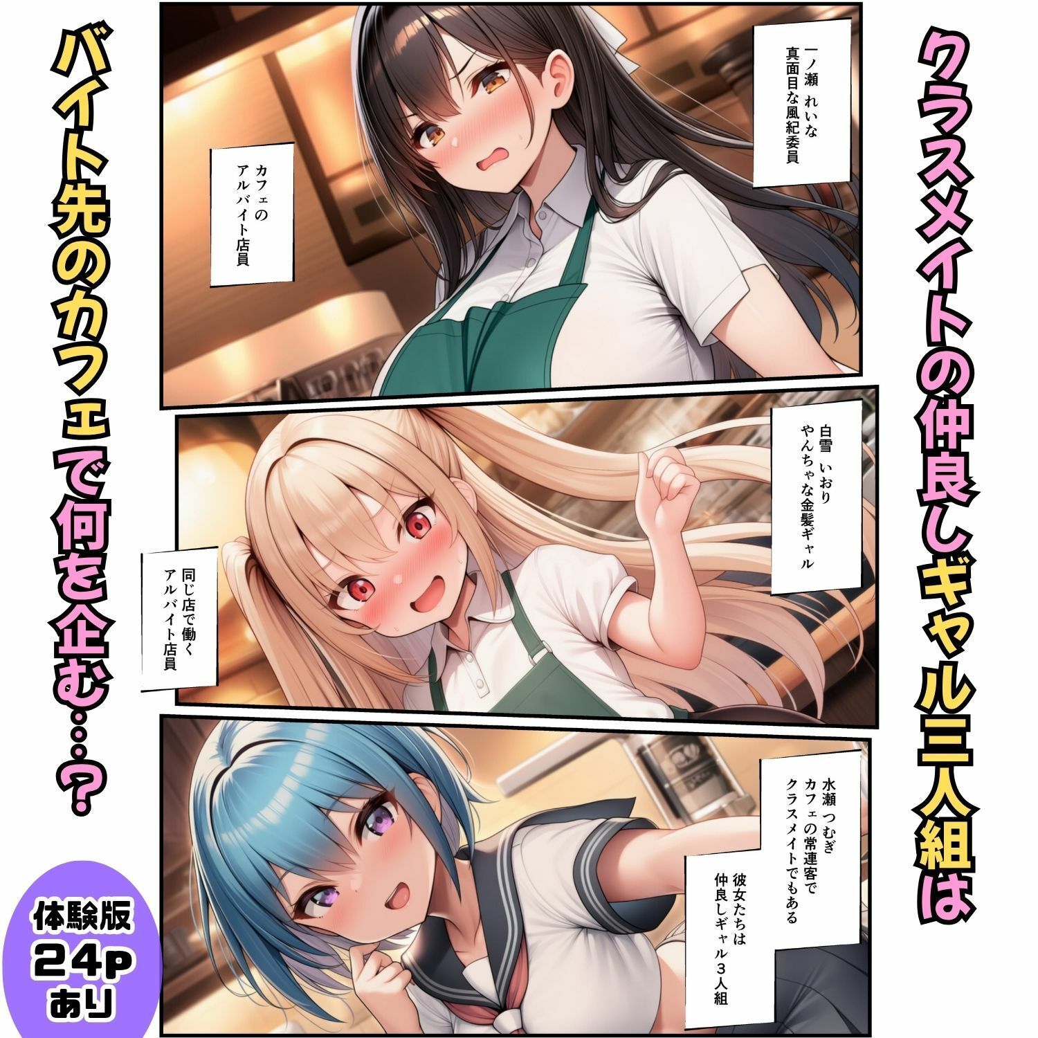 罰ゲームで告白してきたギャル3人を制服のまま強●屈服!【カフェバイト編】 サンプル画像1